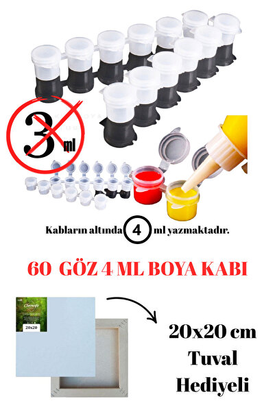 Puzzle 10 adet (60göz) 4ml Boş Mini Sızdırmaz Kapaklı Plastik Boya Kutusu ,