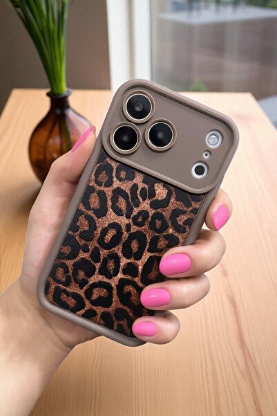 KVK PRİVACY Apple iPhone 17 Pro Max Uyumlu Leopar Desenli, Yumuşak Silikon Kı...