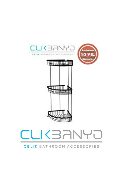 ÇELİK BANYO Destina Triple 19*19 Bathroom Shampoo Dispenser/Angle Holder/Sponge Holder Stainless Steel Black