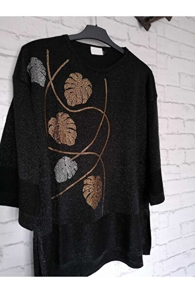 anne moda ankara Πλεκτά, λάμψη, μανίκια τριών τετάρτων, άνετη εφαρμογή, βαμβακερό πουλόβερ