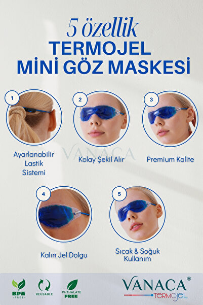 Vanaca Grup Sıcak‑soğuk Termojel Buzlu Göz Maskesi, Göz Altı Torbaları Için Termojel Uyku Bandı