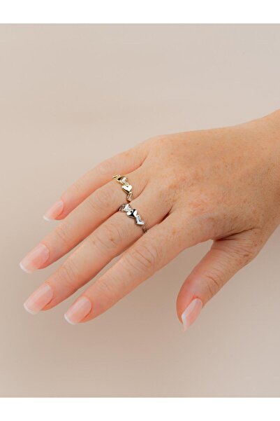 Portakal Esintisi Valenora 5 Heart Stone Adjustable Ring