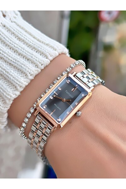 Ferrucci ÇELİK KORDON MİLANO GÜMÜŞ/ROSE KADIN KOL SAATİ 3 ATM SU GEÇİRMEZ 2 Y...