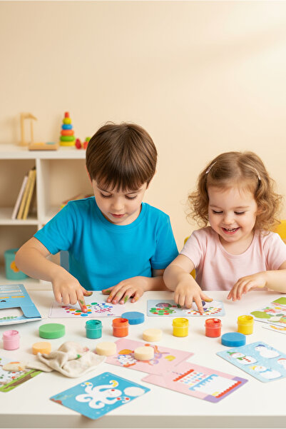 TOTS & FOLKS Wipe Clean Finger Paint Activity Cards - Silinebilir Parmak Boyası Kartları - Fingerprint Activities - Parmak Boyası Aktivitesi