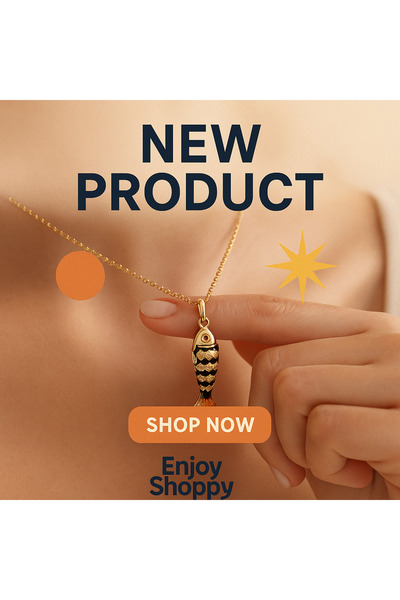 Enjoy Vip Chain Necklace with Gold Colored Moving Fish Figure Elegant and Unconventional Design