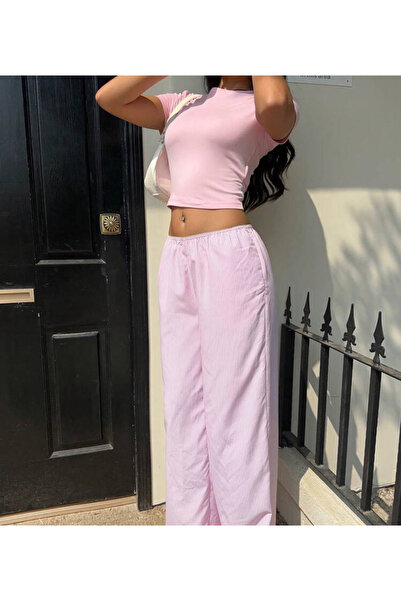 boutiquen Linich&Co Crew Neck Pink Basic Stretch Crop