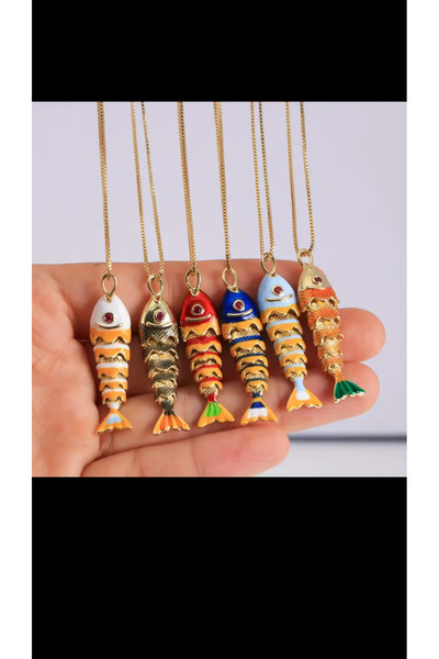 Enjoy Vip Chain Necklace with Gold Colored Moving Fish Figure Elegant and Unconventional Design