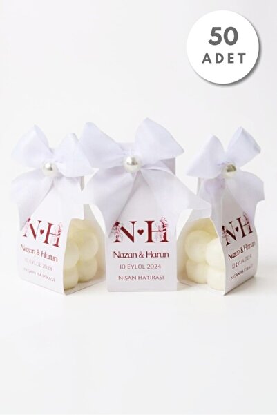 BERFUĞ KIRAN 50 ADET BASKILI KAĞIT BUBBLE HEDİYELİK MUM Kİ