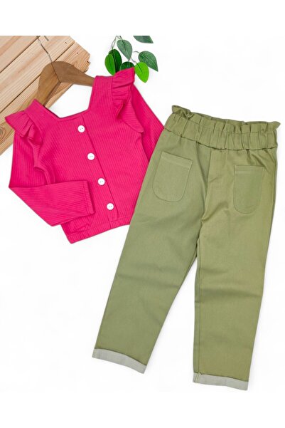 Ege Bebek Set bluză și pantaloni din in pentru fetiță de 2-6 ani - Design elegant pentru iarna sezonieră