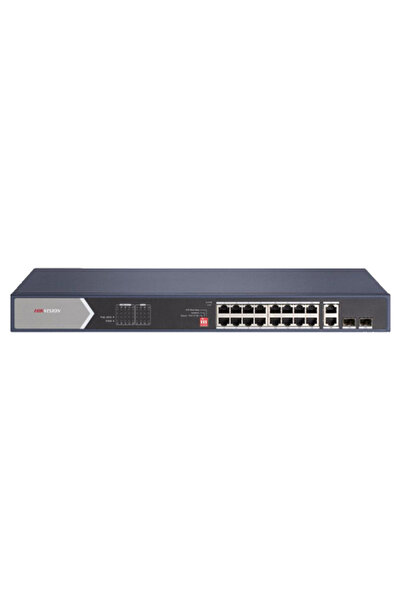 Hikvision Switch cu 20 de porturi Gigabit fără management, Hi PoE, 2 x RJ45, 2 x SFP 225W - DS-3E0520HP-E