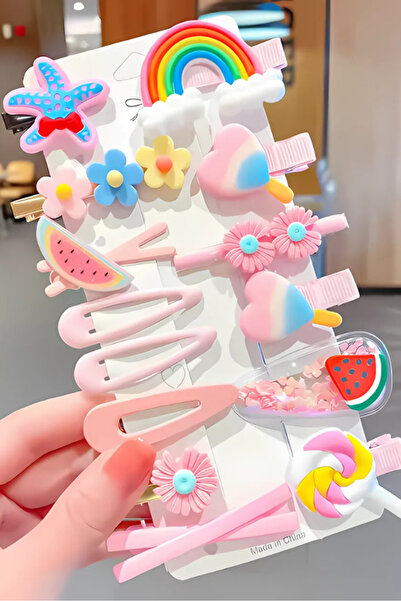 GUCSO Agrafe pentru copii 14 buc, agrafe colorate roz, accesorii de păr pentru copii, agrafe drăguțe pentru fete, Gucso