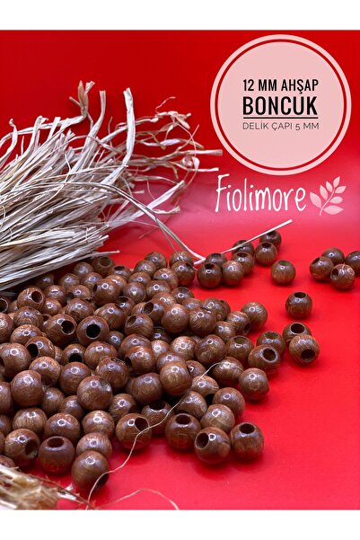 12mm Tan Rernk Wooden Beads (50g 87Pcs)Hole Diameter 5mm Macrame Bag Bracelet Jewelry Board