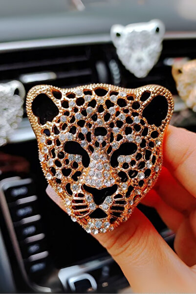 GUCSO Leopar Desenli Araç Kokusu, Gold Renk Klipsli Tasarım