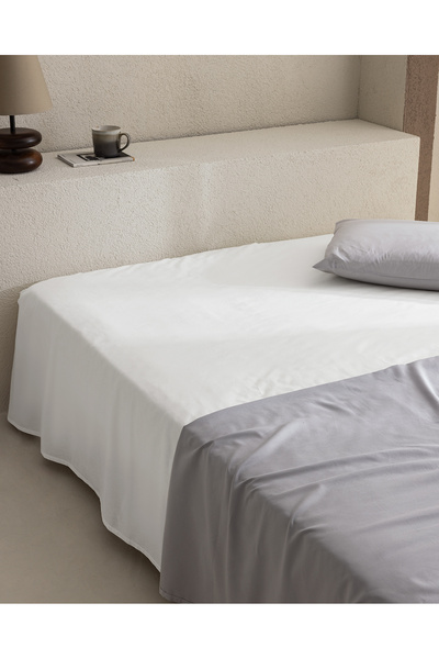 Madame Coco Manon Double 100% Baumwolle Ranforce Spannbettlaken ohne Gummizug - Weiß