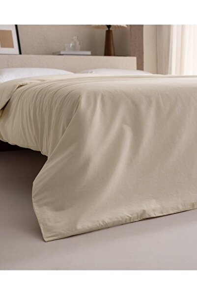 Madame Coco Manon Double 100 % Baumwolle Ranforce Plain Bettbezug – Beige