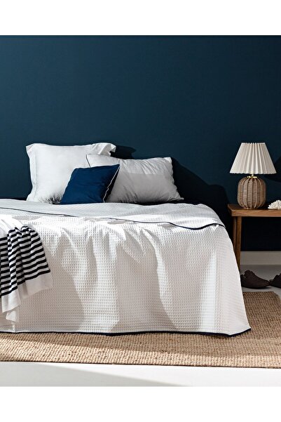 Madame Coco Dimanche Single Seersucker Pike - Yacht Collection - Weiß/Marineblau