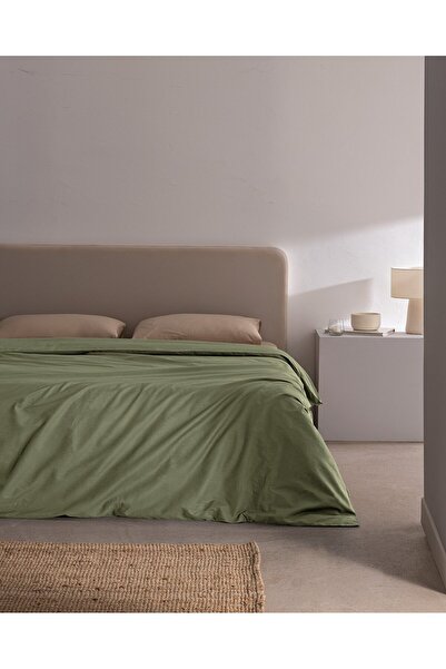 Madame Coco Manon Double 100 % Baumwolle Ranforce Plain Bettbezug – Khaki