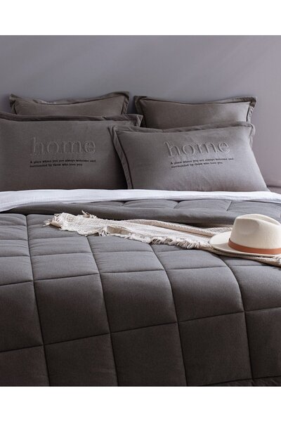 Madame Coco Bobigny SuperSoft-Bettdeckenset für Einzelbett, Anthrazit