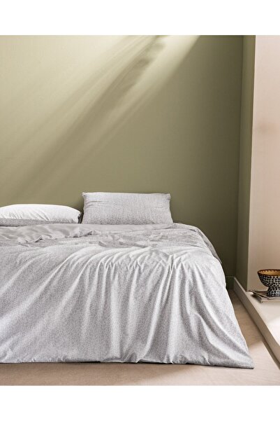 Madame Coco Grelot Bedrucktes Bettbezug-Set aus Baumwolle, Kingsize, Grau