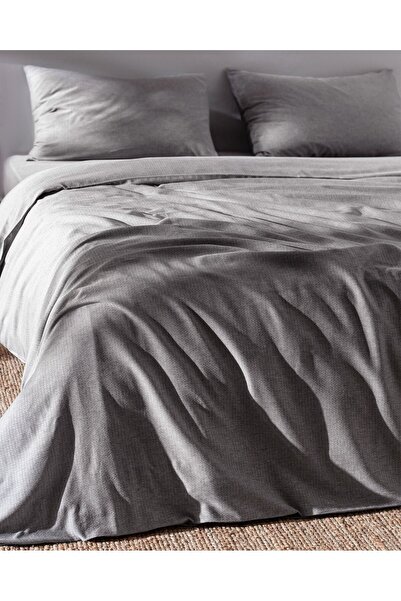 Madame Coco Benati Bettwäsche-Set für Einzelbett, 100 % garngefärbte Baumwolle, Anthrazit