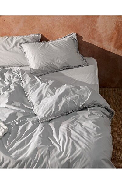 Madame Coco Sona Bettbezug-Set mit Quasten, Kingsize, Grau