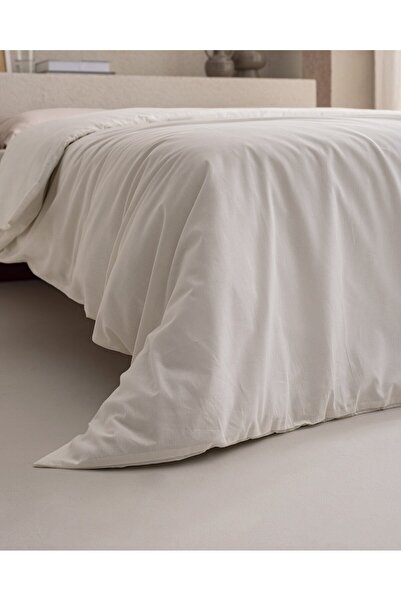 Madame Coco Manon Double 100 % Baumwolle Ranforce Plain Bettbezug – Ecru