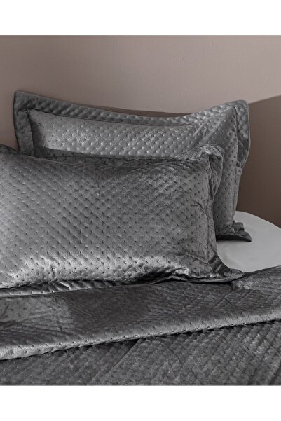 Madame Coco Boulogne Doppel-Tagesdecke aus Samt – Anthrazit