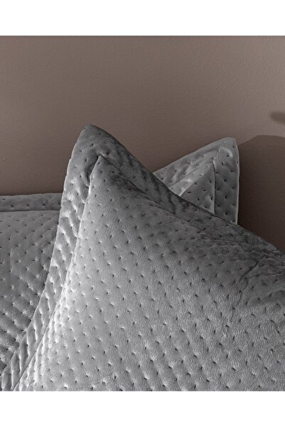 Madame Coco Boulogne Doppel-Tagesdecke aus Samt – Anthrazit