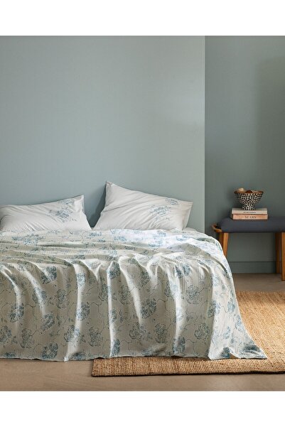 Madame Coco Berne King Size Baumwoll-Ecocell-Piqué-Set mit Print - Minzgrün