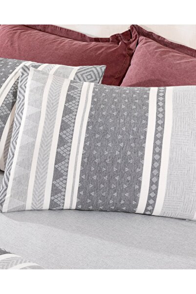 Madame Coco Semnoz Doppel-Bettbezug-Set aus Baumwoll-Jacquard, Grau/Anthrazit