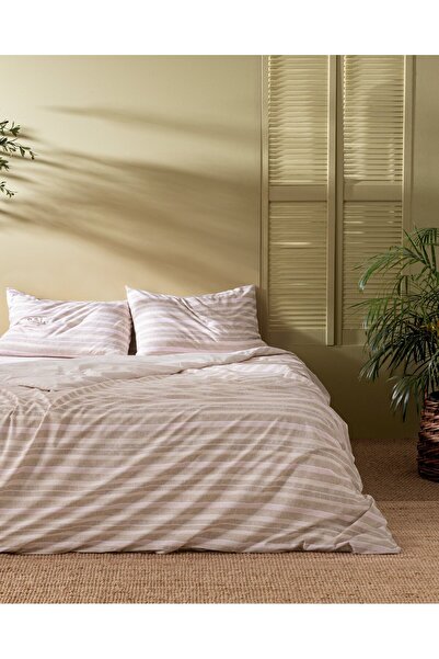 Madame Coco Darvell Bedrucktes Bettbezug-Set aus Baumwolle, Kingsize, Beige