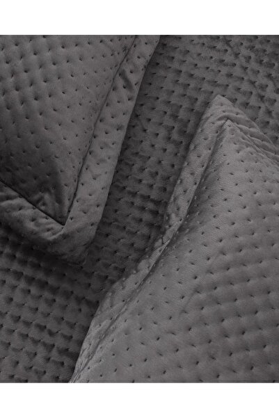 Madame Coco Boulogne Doppel-Tagesdecke aus Samt – Anthrazit