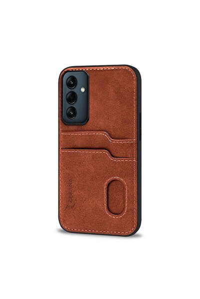 Zebana Samsung Galaxy A16 Compatible Case Zebana Luxury Leather Case with Card Holder Brown