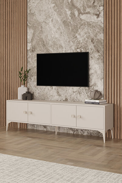 Happylife Furniture Design %100 Mdf Tv Ünitesi Tv Sehbası Krem Rengi Dolaplı Tv Ünütesi 180 Cm
