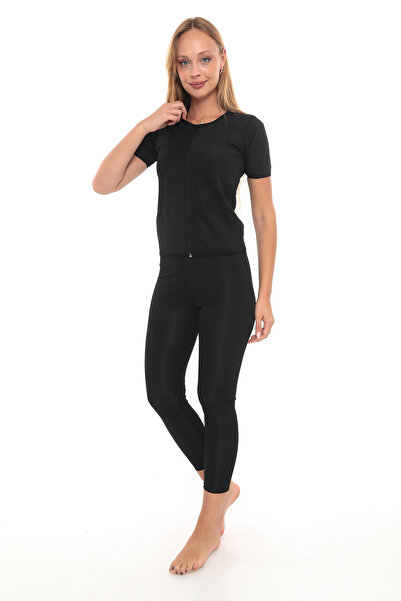 SAUNA SUIT Unisex Θερμική Σάουνα Κολάν με κοντό μανίκι με φερμουάρ