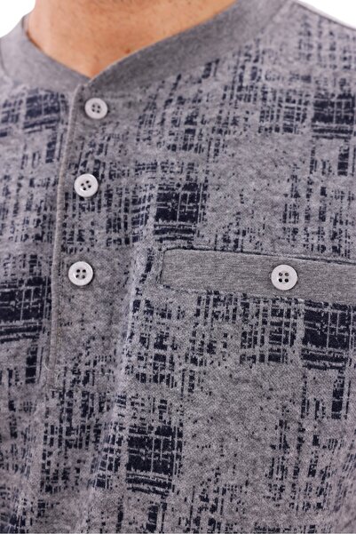 KozaLüks Men's Jacquard Pattern 100% Cotton Seasonal Pajama Set
