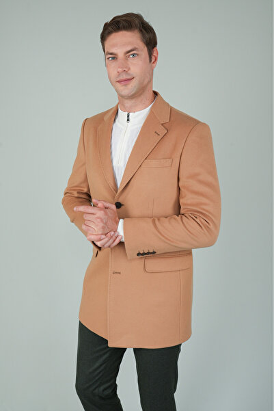 Bisse Erkek Camel Yün Kaşmir Palto