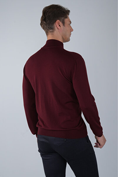 Bisse Erkek Yün Basic Yarım Balıkçı Yaka Triko Bordo