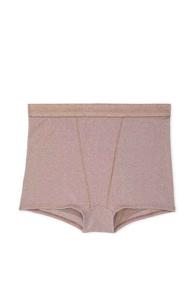 PINK Logo Detaylı Işıltılı Yüksek Bel Boyshort Külot
