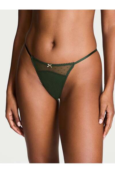 Victoria's Secret Tül Pamuklu Puantiyeli V-String Külot