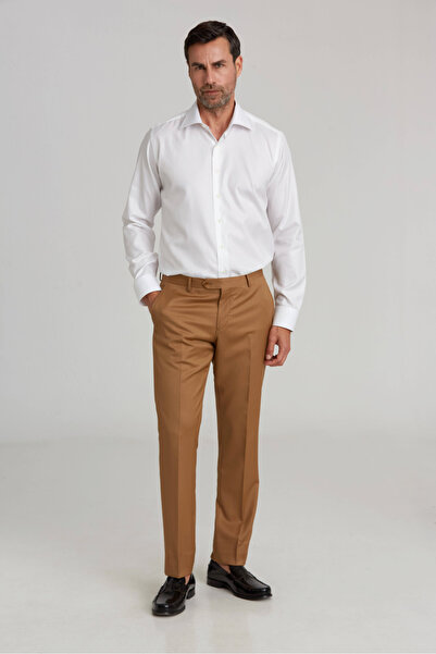 Bisse Oranj Yün Dokuma Klasik Erkek Pantolon