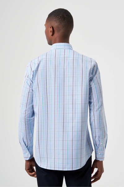 Bisse Regular Fit Paşa Yaka Mavi Basic Spor Erkek Gömlek