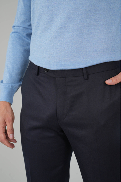 Bisse Lacivert Yün Flanel Regular Fit Klasik Erkek Pantolon