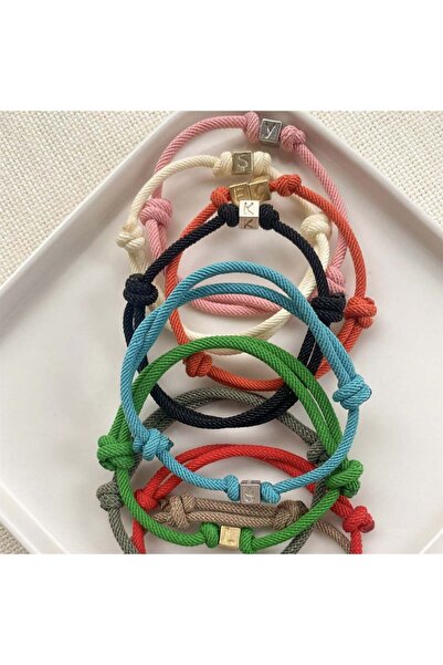 İncikcincik Zar Harfli İp Bileklik - 925 Ayar Gümüş