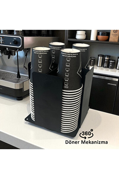 decorelax Karton Bardaklar için 16oz Uyumlu, Şık ve Pratik 4 Bölmeli Döner Stand