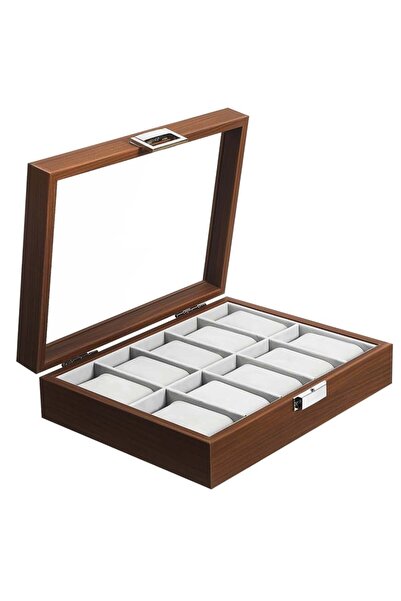 PUFO Κομψό ξύλινο κουτί για την αποθήκευση και οργάνωση 10 ρολογιών, μοντέλο ...