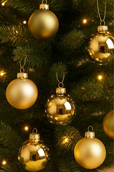 BeySüS Yılbaşı Çam Ağacı Süsü 5 cm 6 lı Gold