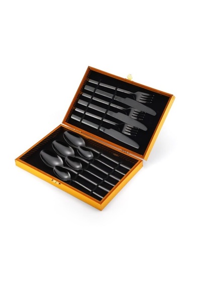Trendy's 12-piece stainless steel cutlery set, TRENDY'S, black