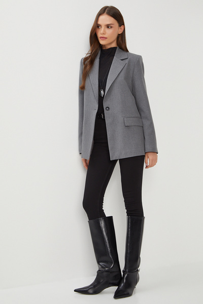 Lovelyİstanbul Padded Polyviscon Blazer Jacket Lgp0018 Anthracite
