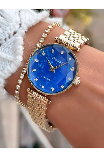 Ferrucci Steel Cord Cut Glass Women's Watch 3 Atm Waterproof 2 Years Warranty